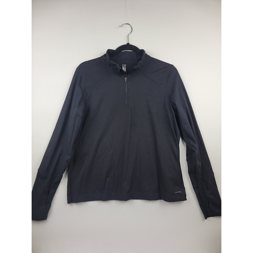 Mondetta Women Black Ribbed Quarter Zip Long Sleeve Athletic Top Size L